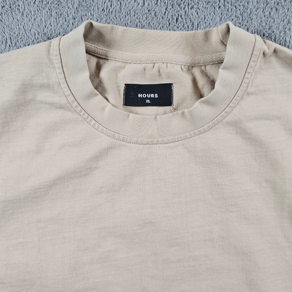 Hours‎ Mens XL Tan Beige Heavyweight Cotton Boxy Short Sleeve T-Shirt